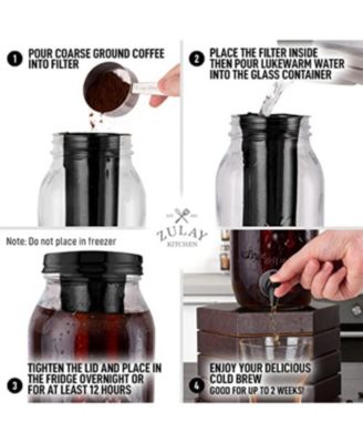 1.5L Cold Brew Coffee Maker with Glass Carafe & Stainless Steel Filter