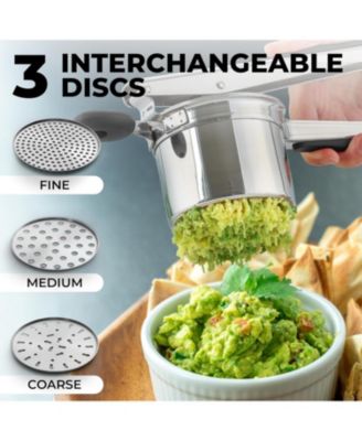 Premium Large 15oz Potato Masher and Ricer Kitchen Tool (3 Discs)