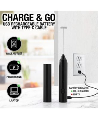 Froth N Go Rechargeable Milk Frother with Case for Lattes