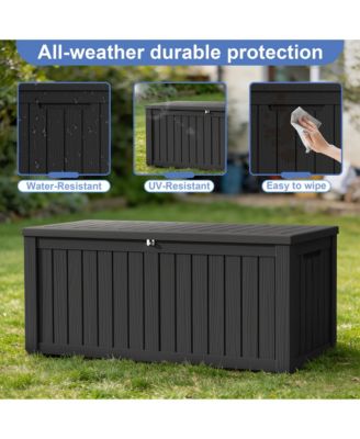 150 Gallon Patio Waterproof Resin Deck Box Lockable Outdoor Storage Garden Tools