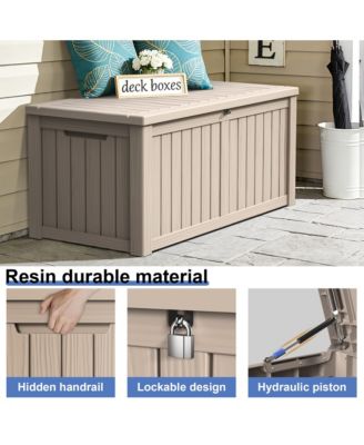 150 Gallon Patio Waterproof Resin Deck Box Lockable Outdoor Storage Garden Tools