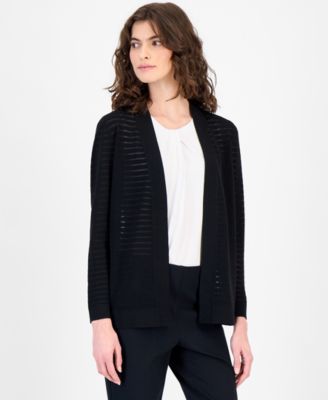 Women's Open-Front Sheer-Stripe Cardigan