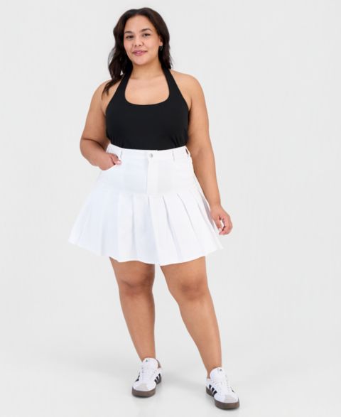 Женская юбка-шорты FULL CIRCLE TRENDS Trendy Plus Pleated-Hem Mini Skort, цвет: Яркий белый