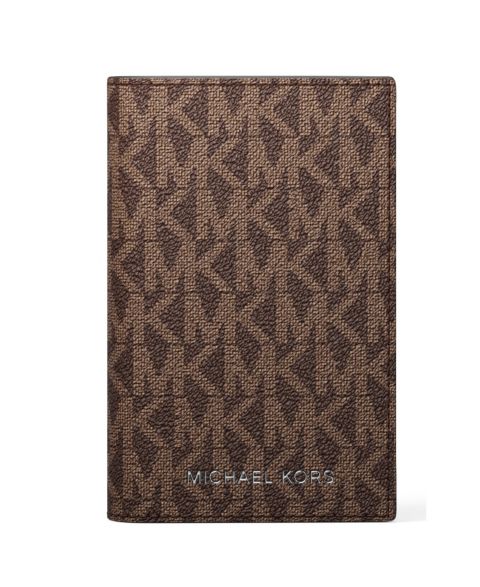 Мужской кошелёк Michael Kors Signature Folding Card Case, цвет: Коричневый / Чёрный