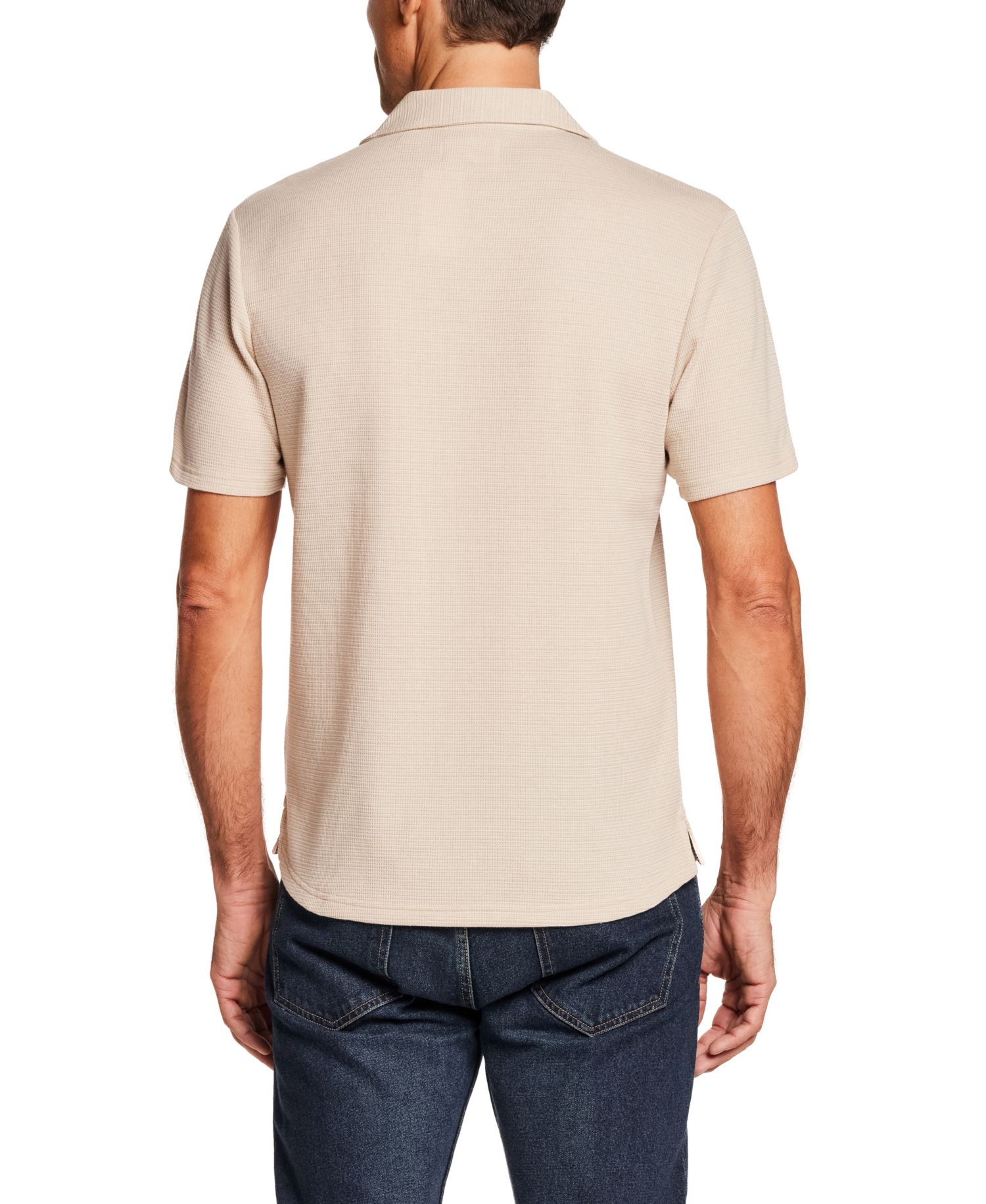 Men's Short-Sleeve Button-Down Variegated Coatfront Knit Shirt