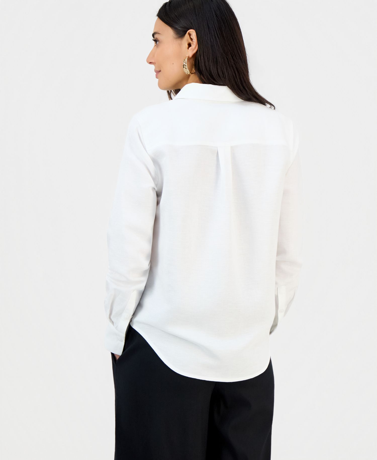 Petite Button-Front Long-Sleeve Shirt