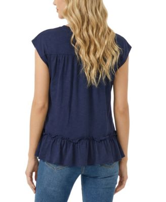 Women's Cap-Sleeve Peasant Top