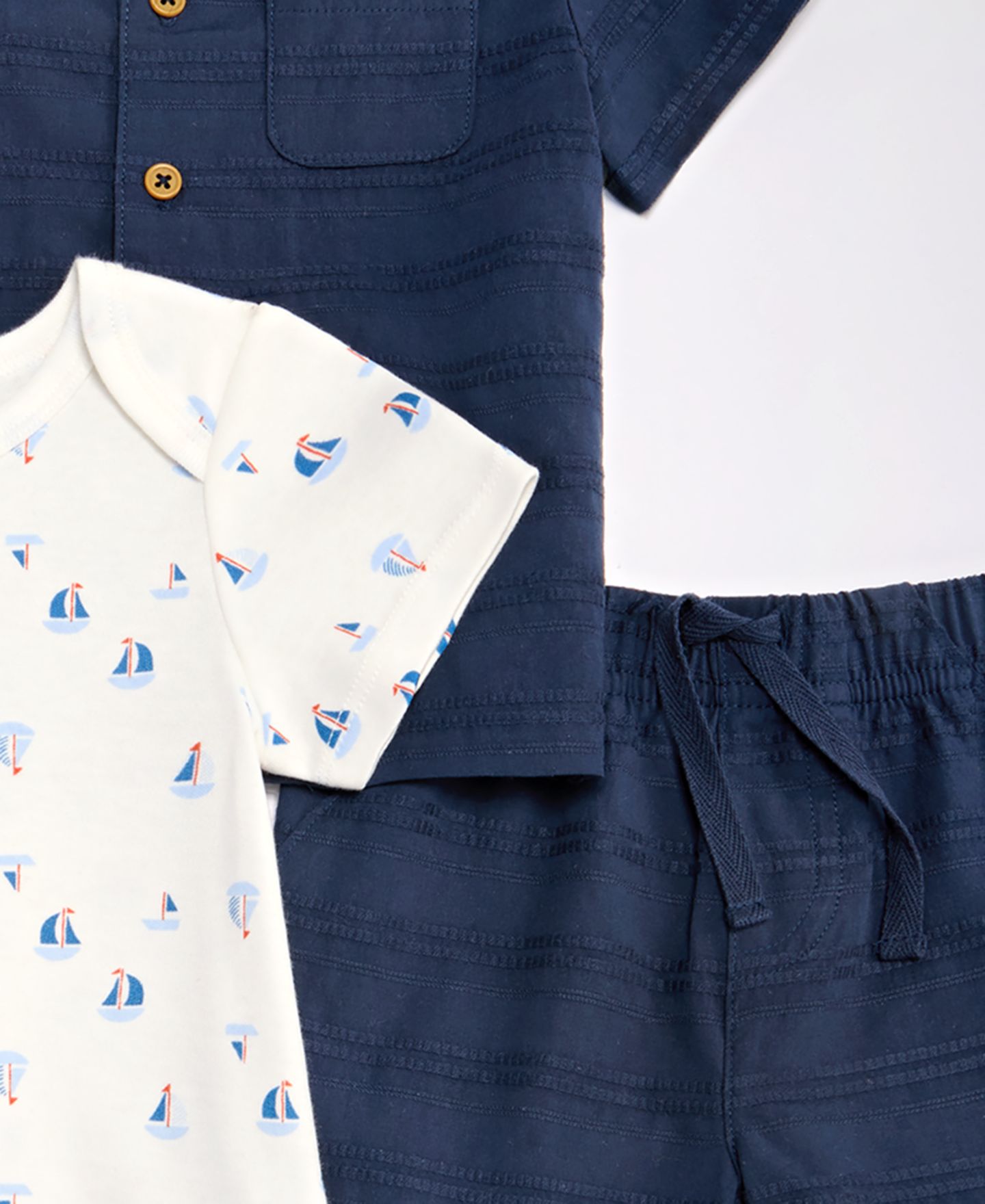 Комплекты First Impressions Resort Cotton Shirt, Bodysuit & Shorts, 3-Piece Set для мальчиков-малышей — фото 3