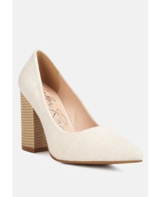 Womens Elsie Canvas Block Heel Pumps