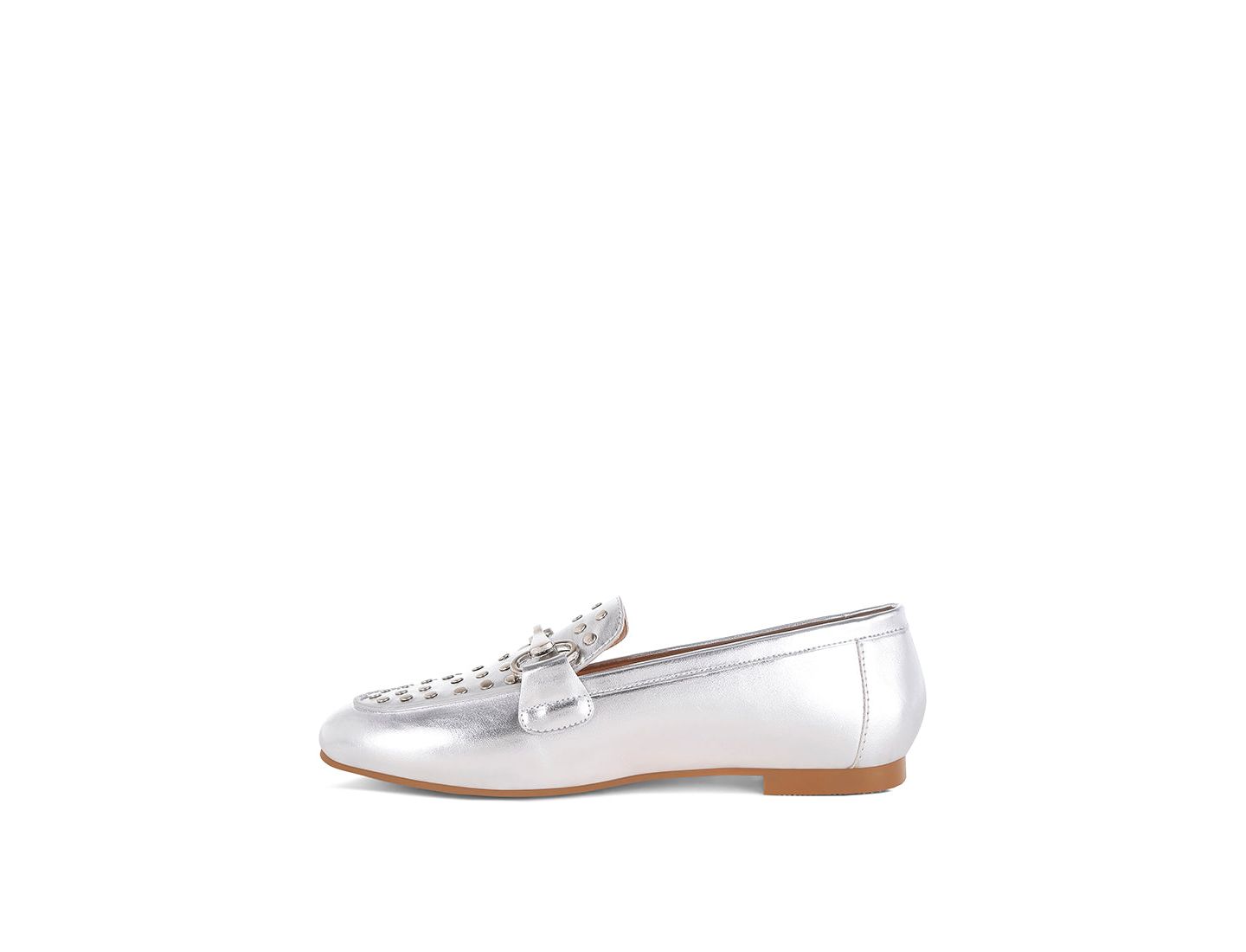 Женские туфли Rag & Co Estafa Horsebit and Studs Metallic Pleather, цвет: Серебряный — фото 6