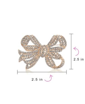Victorian Style Large Statement Crystal Fashion Bow Brooch Pin Silver Plated