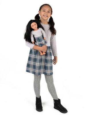 Leveret Toddler Girls Matching Doll 100 Cotton Long Sleeve Skirt Dress - Plaid light grey 35$