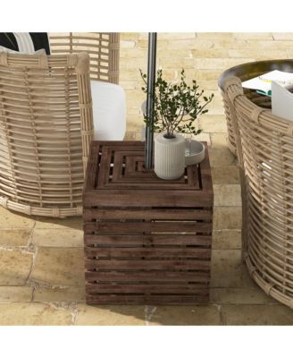 Outdoor Storage Box for Umbrella Base, Wooden End Table