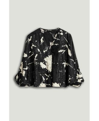 Women's Abstract Print Jacquard Blouse