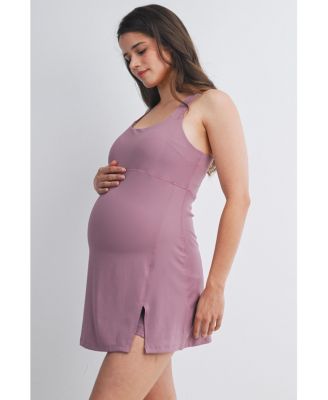 Maternity Sleeveless Scoop Neck Active Dress with Built-In Shorts