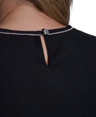 Plus Size Crew Neck Long-Sleeve Blouse