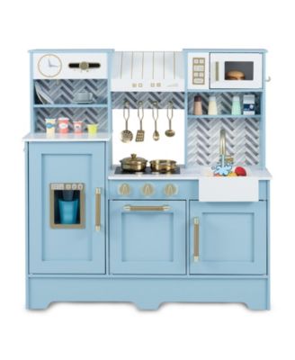 Kids Play Kitchen with Stove & Faucet for Boys & Girls Ages 3-6, Pretend Play Toy