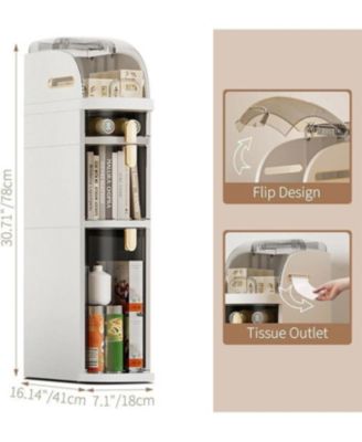 Slim Rolling Bathroom Storage Cabinet with Drawers, Modern Narrow Plastic Gap Organizer on Wheels