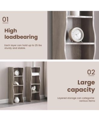 8-Tier Tall Narrow Bookshelf - A Wavy Border Design, Adjustable Shelves, Freestanding Display Bookcase for Living Room, Home Office