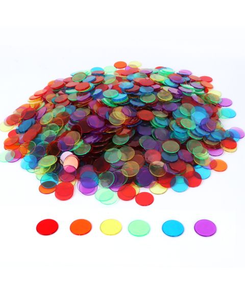 Детские игрушки GSE Games & Sports Expert 500 Piece Transparent 3/4-Inch Durable Bingo Chips, от 6 лет, цвет: Разноцветный