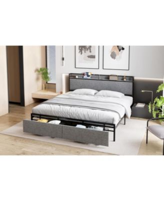 King Upholstered Bed with USB & 2 Drawers