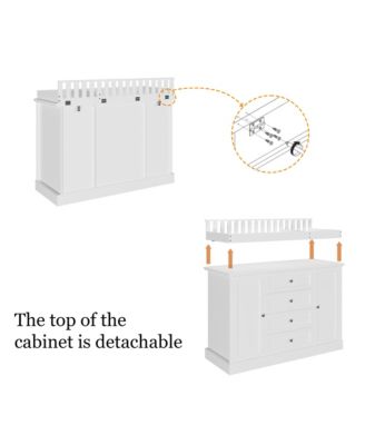 Changing Table Dresser with 4 Drawers and 2 Doors, Nursery Dresser Diaper Changing Station for Baby