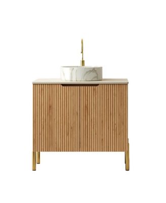 Freestanding Bathroom Vanity with Sink, Sintered Stone Countertop, Soft Close Double Doors, Large Storage Cabinet