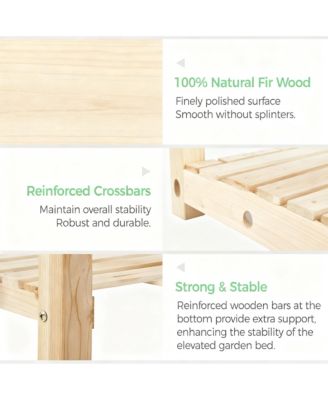 Solid Fir Raised Garden Bed with Storage, 2-Tier Design for Backyard