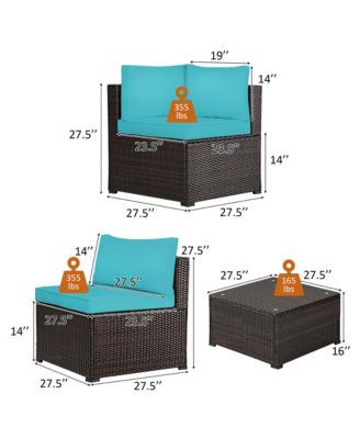 6PCS Rattan Patio Sectional Sofa Conversation Set Outdoor w/ Cushions