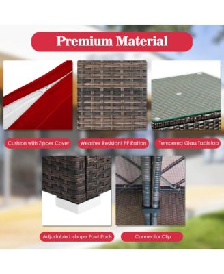 5PCS Rattan Patio Conversation Set Sofa Furniture Set w/ Cushions