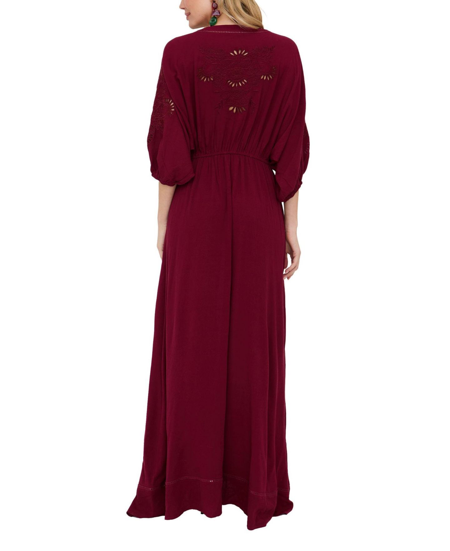 Женское платье Raffya Somerton Kaftan Style Embroidered Maxi, цвет: Бордовый — фото 5