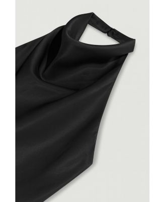 Women's Satin Halter-Neck Draped Top