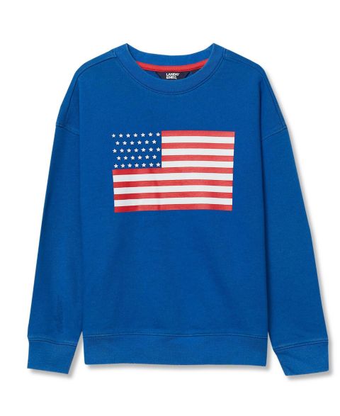 Толстовка Lands' End French Terry Crewneck для мальчиков, цвет: Синий