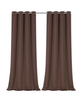 Brown 2 Piece Grommet Top Blackout Curtain Panels For Extra Long Windows