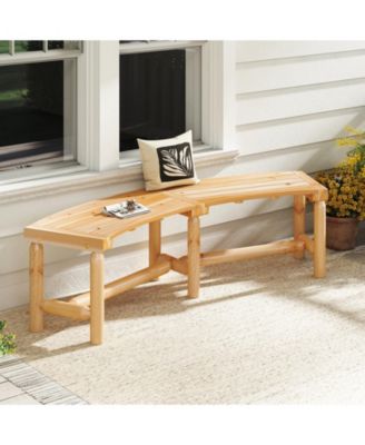 Patio Curved Bench for 2-3 People Outdoor Loveseat for Backyard Garden