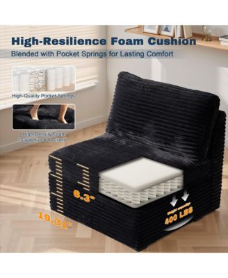 Modular Sectional Sofa Middle Seat Module, 32.7" Middle Seat for DIY Combination L U V Shaped, Plush Corduroy Loveseat Chair for Living Room