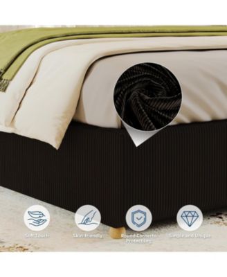 Cloud Bed Frame，Corduroy Low Bed Frame Without Headboard, Thick Fabric Upholstered Platform Bed, Solid Wood Legs, No Box Spring Needed