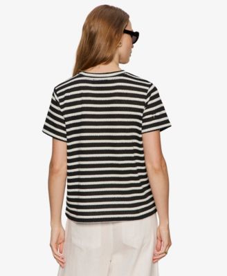 Women's Striped Crewneck Textured T-Shirt