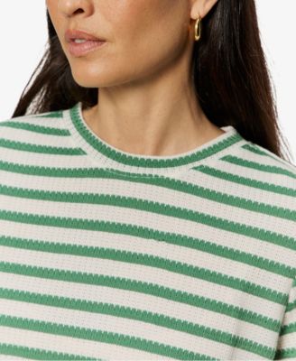 Petite Striped Crewneck Textured T-Shirt