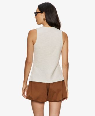 Women's Crewneck Button-Front Knit Vest