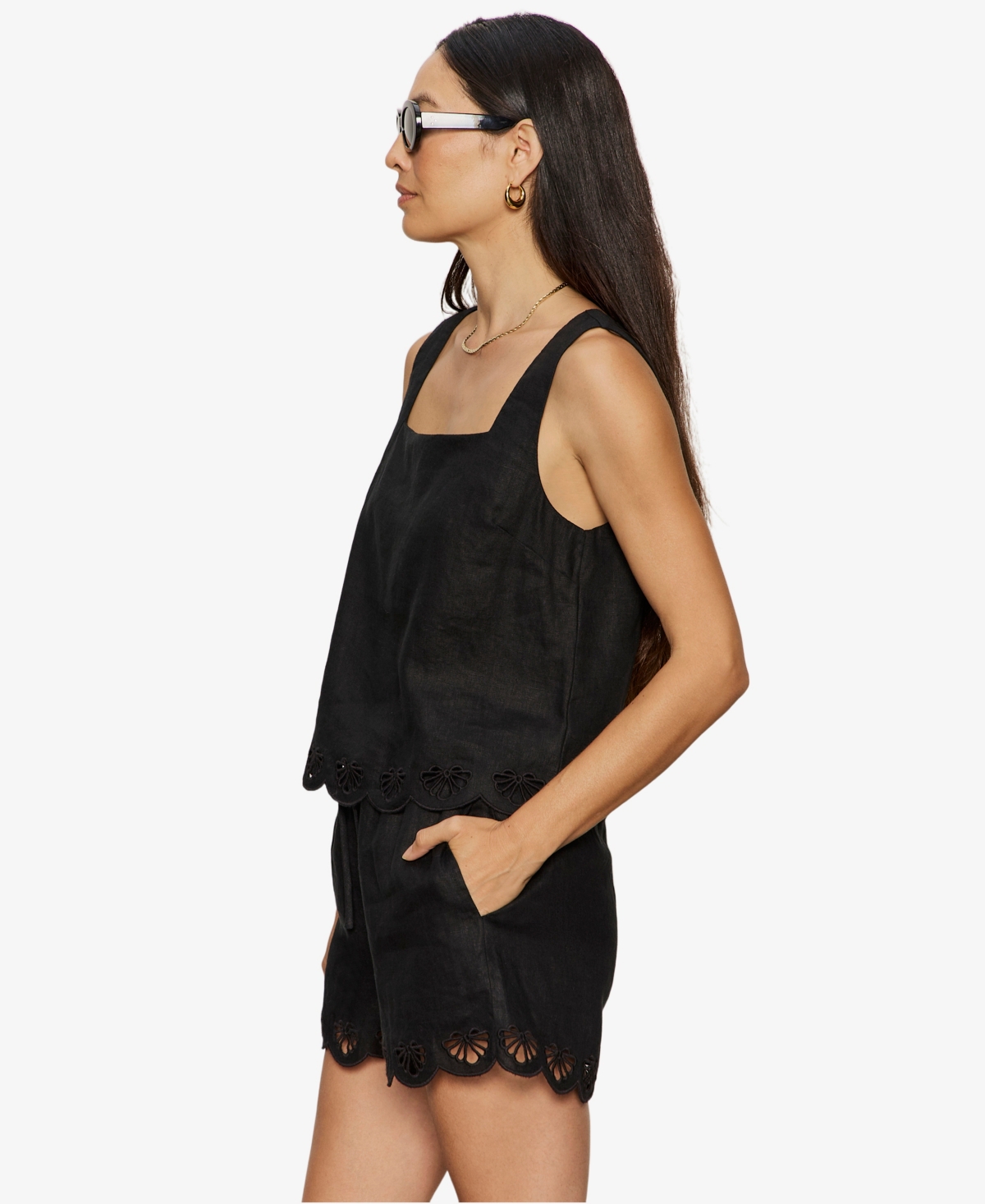 Sanctuary Women's Sleeveless Cutwork Top