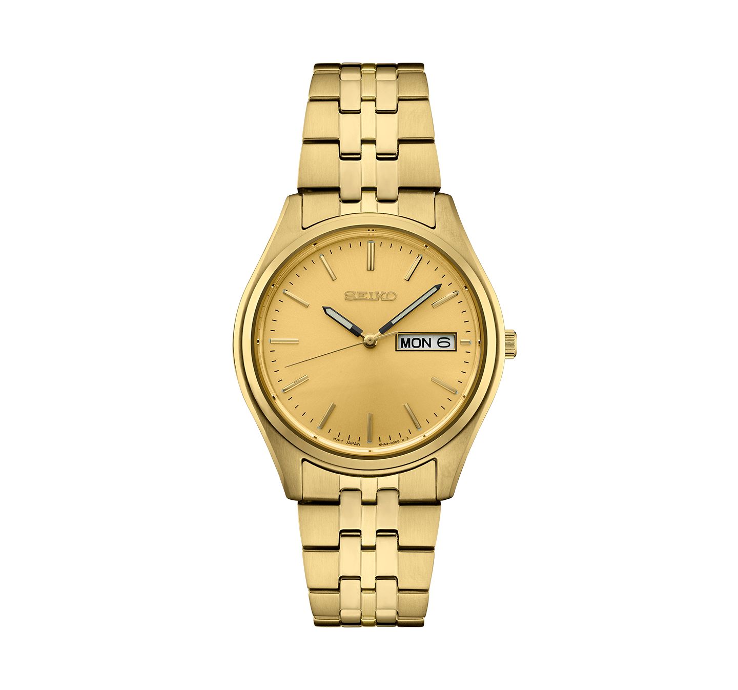 Мужские часы Seiko Gold Stainless Steel Dial Bracelet Watch, 36.9mm — фото 1