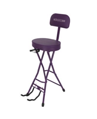 5Core Guitar Stool 3.15" Padded Chair w Backrest Foldable Music Seat Built in Foot Rest Guitar Stand