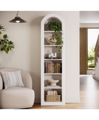 6-Tier Narrow Bookshelf, 74.8" Tall Arched Bookshelf, for Small Space, Home Office(2 PCS)