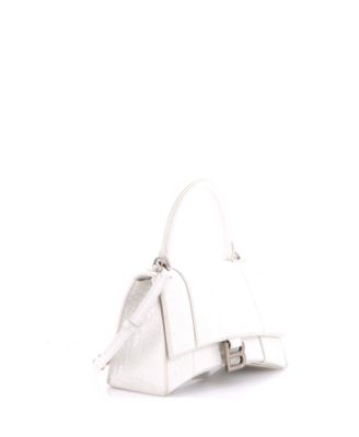 Small Hourglass Top Handle Bag Embossed Leather