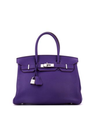 Birkin 30 Handbag Purple Clemence with Palladium Hardware