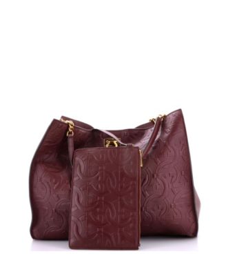 Large Trifolio Tote Gancini Embossed Leather