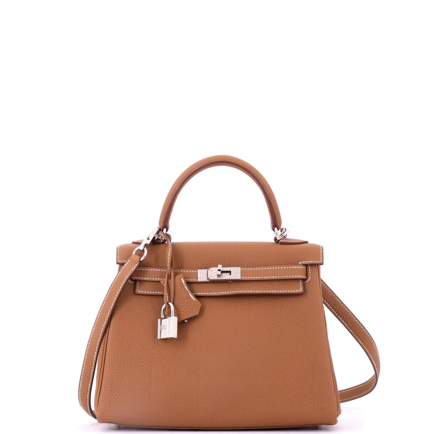 Kelly 25 Handbag Brown Togo with Palladium Hardware