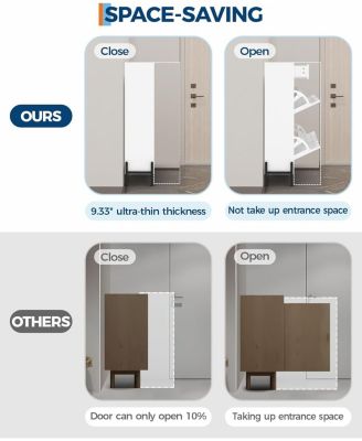 Rattan Shoe Cabinet Storage with 4 Flip Drawers and 2 Top Drawers Freestanding Shoe Organizer Wooden Slim Shoe Rack Storage