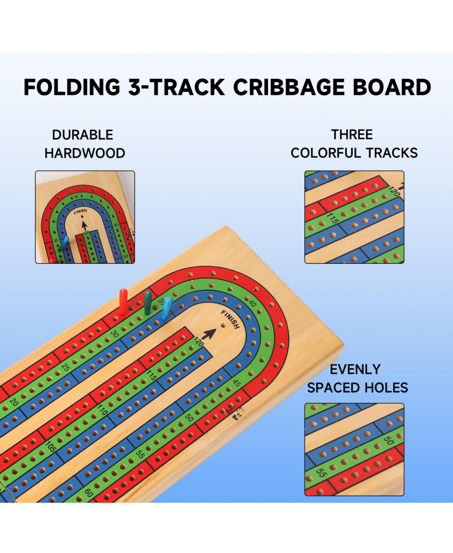 Детские настольные игры GSE Games & Sports Expert 3-Track Folding Cribbage Board, от 6 лет — фото 3